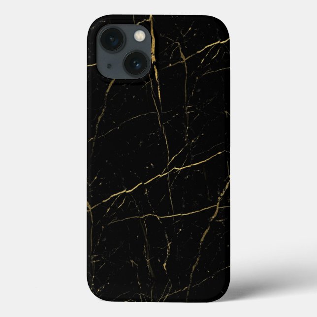 Schwarz-Gold-Marmor Case-Mate iPhone Hülle (Rückseite)