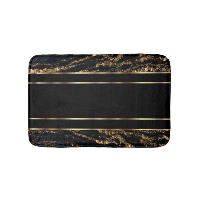 Schwarz-Gold-Marmor-Design Badematte (Vorderseite)