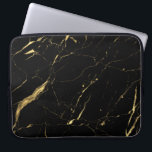 Schwarz-Gold-Marmor-Designer Laptopschutzhülle<br><div class="desc">Ein goldenes Marmormuster aus Schwarz und Imitat fühlt sich luxuriös und reich an diesem stilvollen Laptop-Ärmel an. Kunst und Design © 1201AM Design Studio</div>