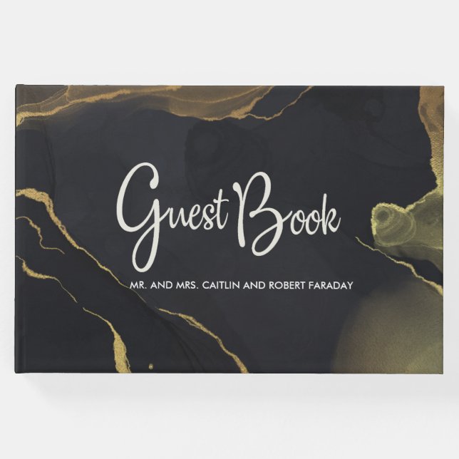 Schwarz-Gold-Marmor Gästebuch (Vorderseite)
