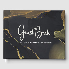 Schwarz-Gold-Marmor Gästebuch