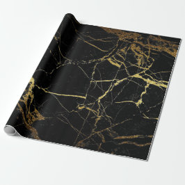 Schwarz-Gold-Marmor Geschenkpapier