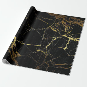 Schwarz-Gold-Marmor Geschenkpapier