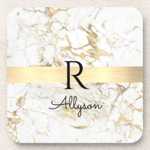 Schwarz & Gold Marmor Goldbarren, DIY schwarzes Na Getränkeuntersetzer