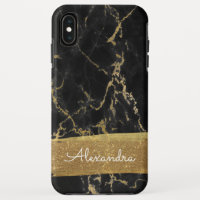 Schwarz-Gold-Marmor mit Goldfolie und Glitzer