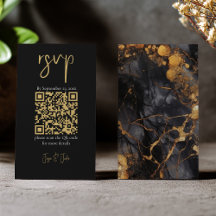Schwarz-Gold-Marmor, QR-Code Hochzeit RSVP