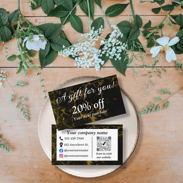 Schwarz-Gold-Marmor Rabattkarte (Von Creator hochgeladen)