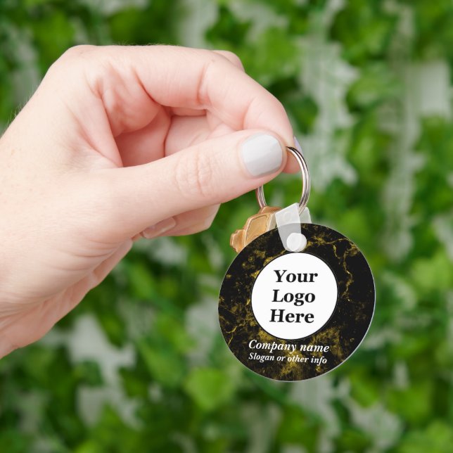 Schwarz-Gold-Marmor Schlüsselanhänger (Hand)