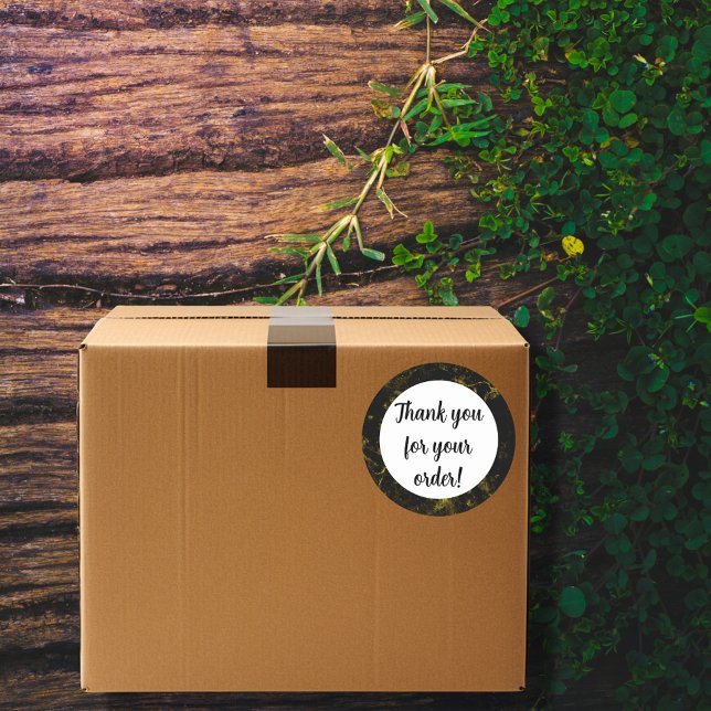 Schwarz-Gold-Marmor Vielen Dank Runder Aufkleber (Von Creator hochgeladen)