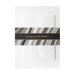 Schwarz-Gold-Marmorhochzeit Einladungsbanderole