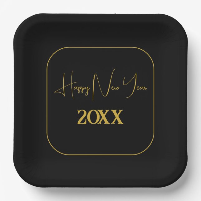 Schwarz-Gold-Minimal für jedes Jahr Pappteller (Vorderseite)