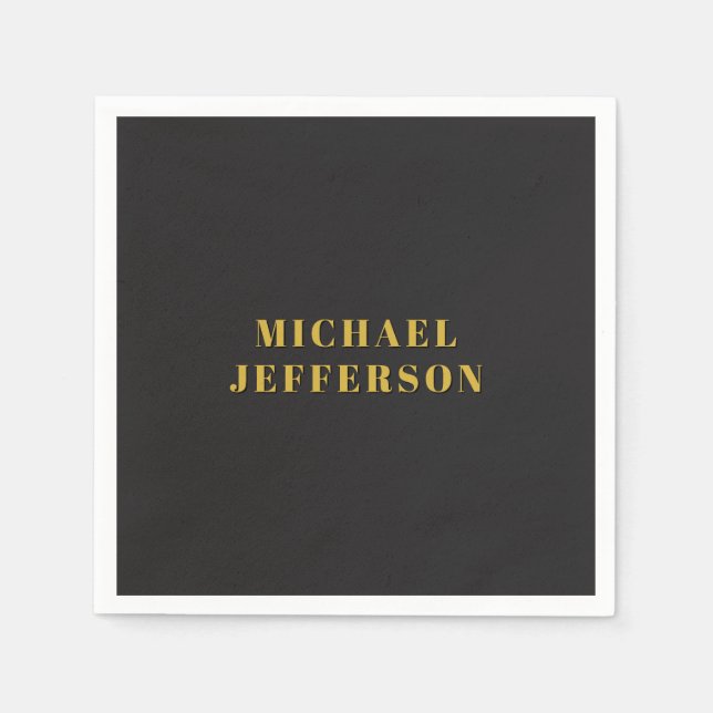 Schwarz & Gold Minimalist Schlicht Modern Eigener  Serviette (Vorderseite)