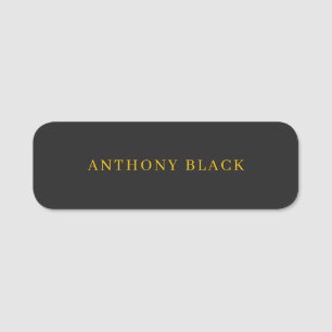 Schwarz & Gold Minimalistisch Elegant Eigener Name Namensschild