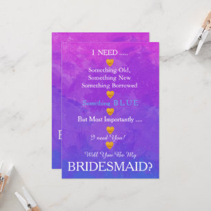 Schwarz & Gold mit Herz wirst du meine Bridesmaid  Einladung