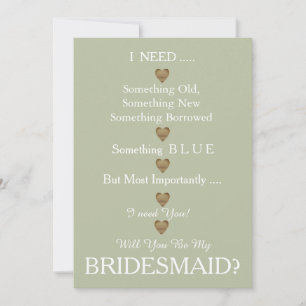 Schwarz & Gold mit Herz wirst du meine Bridesmaid  Einladung