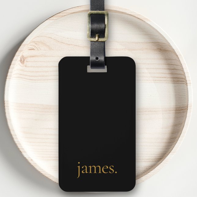 Schwarz & Gold Moderne Maskuline oder Frauenmonogr Gepäckanhänger (Von Creator hochgeladen)