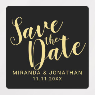 Schwarz&Gold Moderne SkriptWedding Save the Date Etiketten