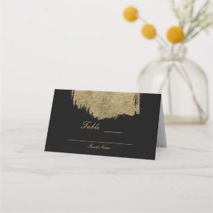 Schwarz & Gold Moderner Glamour Brush Tischnummer Platzkarte
