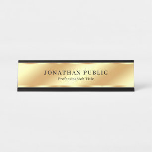 Schwarz & Gold Modernes elegantes Template luxuriö Schreibtischnamensplakette