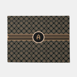 Schwarz & Gold Modernes, klassisches Monogramm-Mus Fußmatte