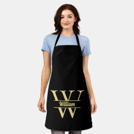 Schwarz-Gold-Monogramm | Elegantes Anfangsskript Schürze