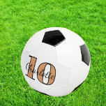 Schwarz-Gold-Monogramm-Initialnummer Fußball<br><div class="desc">Stilweißer Hintergrund,  schwarzer und goldfarbener Text. Personalisieren Sie Ihren Namen und Ihre Spielernummer und fügen Sie diese hinzu. Ihr Monogramm initialisiert als Hintergrundmuster.</div>