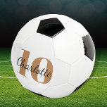 Schwarz-Gold-Monogramm-Initialnummer Fußball<br><div class="desc">Stilweißer Hintergrund,  schwarzer und goldfarbener Text. Personalisieren Sie Ihren Namen und Ihre Spielernummer und fügen Sie diese hinzu. Ihr Monogramm initialisiert als Hintergrundmuster.</div>