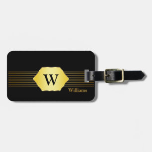 Schwarz-Gold-Monogramm-Stil Gepäckanhänger