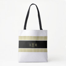 Schwarz-Gold-Monogramm-Streifen