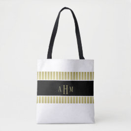 Schwarz-Gold-Monogramm-Streifen