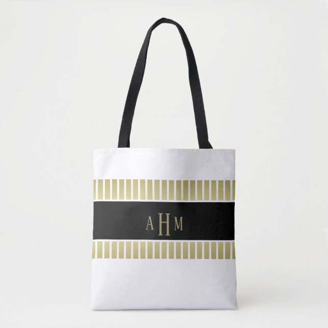 Schwarz-Gold-Monogramm-Streifen (Vorderseite)