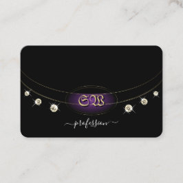 Schwarz-Gold-Monogramm und Diamanten Visitenkarte