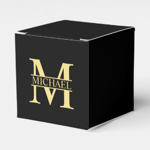 Schwarz-Gold-Monogramm und Personalisierter Name Geschenkschachtel