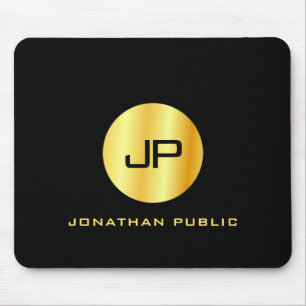 Schwarz-Gold-Monogramm-Vorlage Mousepad