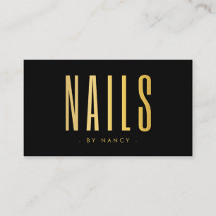 Schwarz/Gold Nail Artist Nails Minimalistisch Visitenkarte