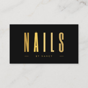Schwarz/Gold Nail Artist Nails Minimalistisch Visitenkarte