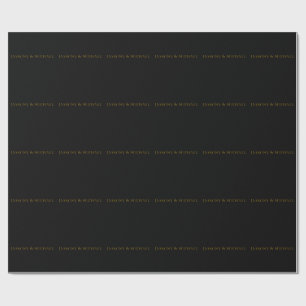 Schwarz/Gold Niedlicher Minimalistischer Name Geschenkpapier