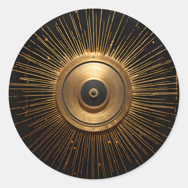 Schwarz-Gold-Okkultistisch-Böses Auge Runder Aufkleber (Vorderseite)