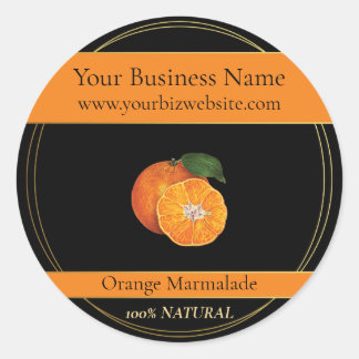 Schwarz-Gold-Orange-Marmalade-Produktetikett Runder Aufkleber