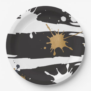 Schwarz-Gold-Papierplatte Pappteller