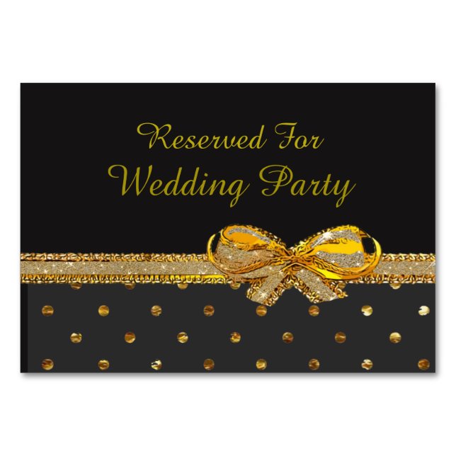 Schwarz-Gold-Party- oder Hochzeitskarten Tischnummer (Vorderseite)