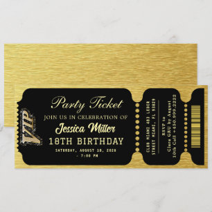 Schwarz & Gold Party-Ticket Einladung