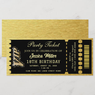 Schwarz & Gold Party-Ticket Einladung
