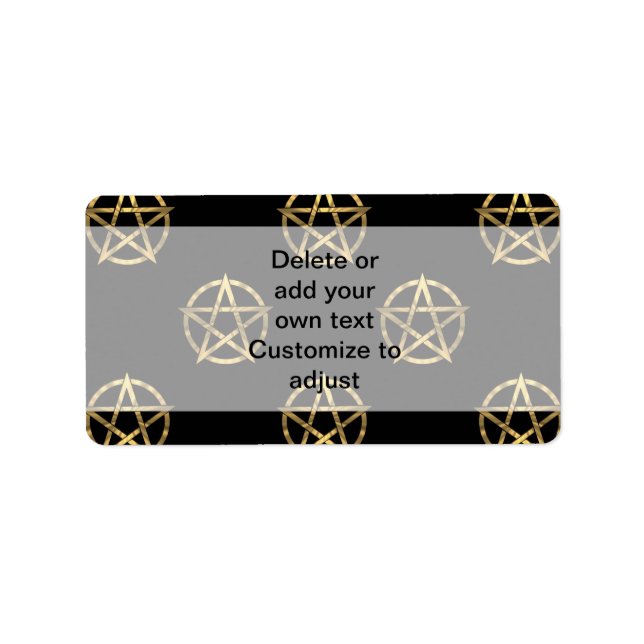 Schwarz-Gold-Pentagramm Adressaufkleber (Vorne)