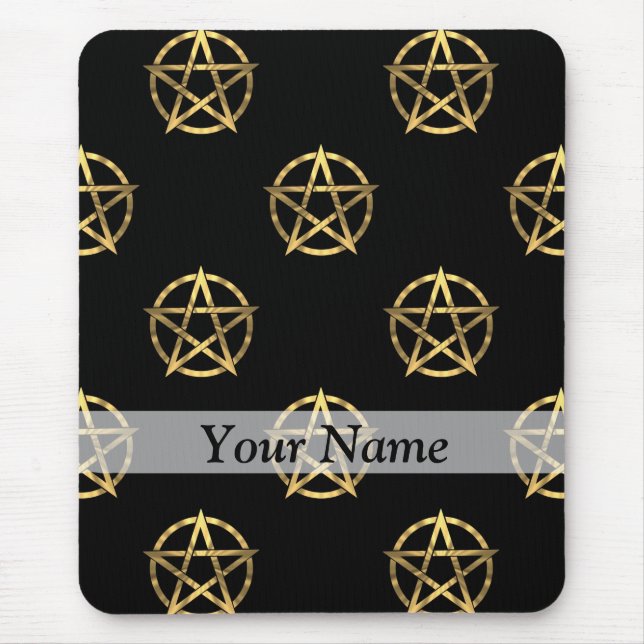 Schwarz-Gold-Pentagramm Mousepad (Vorne)