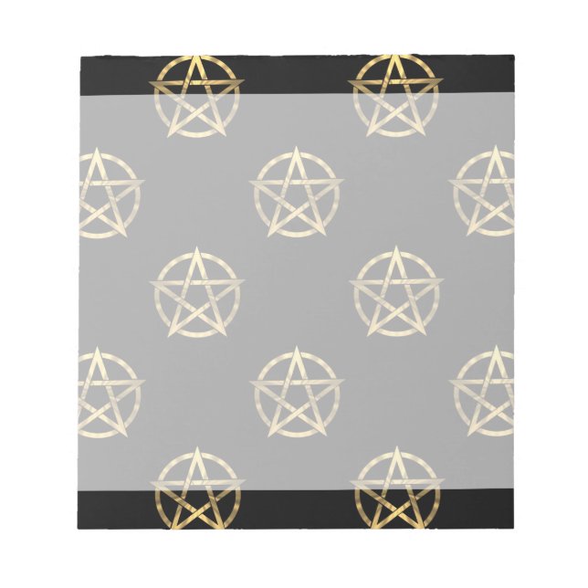 Schwarz-Gold-Pentagramm Notizblock (Vorderseite)