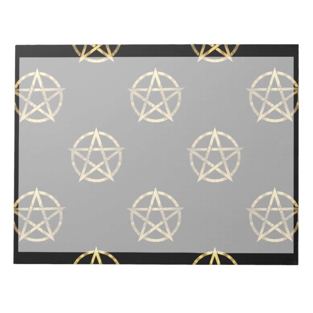 Schwarz-Gold-Pentagramm Notizblock (Vorderseite)