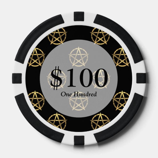 Schwarz-Gold-Pentagramm Pokerchips (Vorderseite)