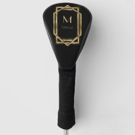 Schwarz-Gold-Personalisiert-Monogramm | Geometrisc Golf Headcover