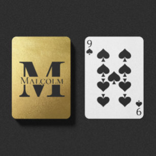 Schwarz-Gold-Personalisiert-Monogramm-Individuelle Spielkarten